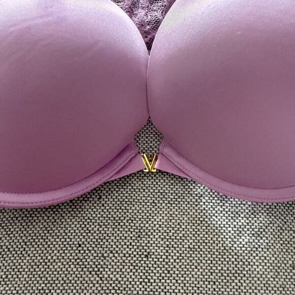 Victoria's Secret Very Sexy Push Up Bra 36D Pink Womens  Front Close Lace Back - Picture 3 of 9